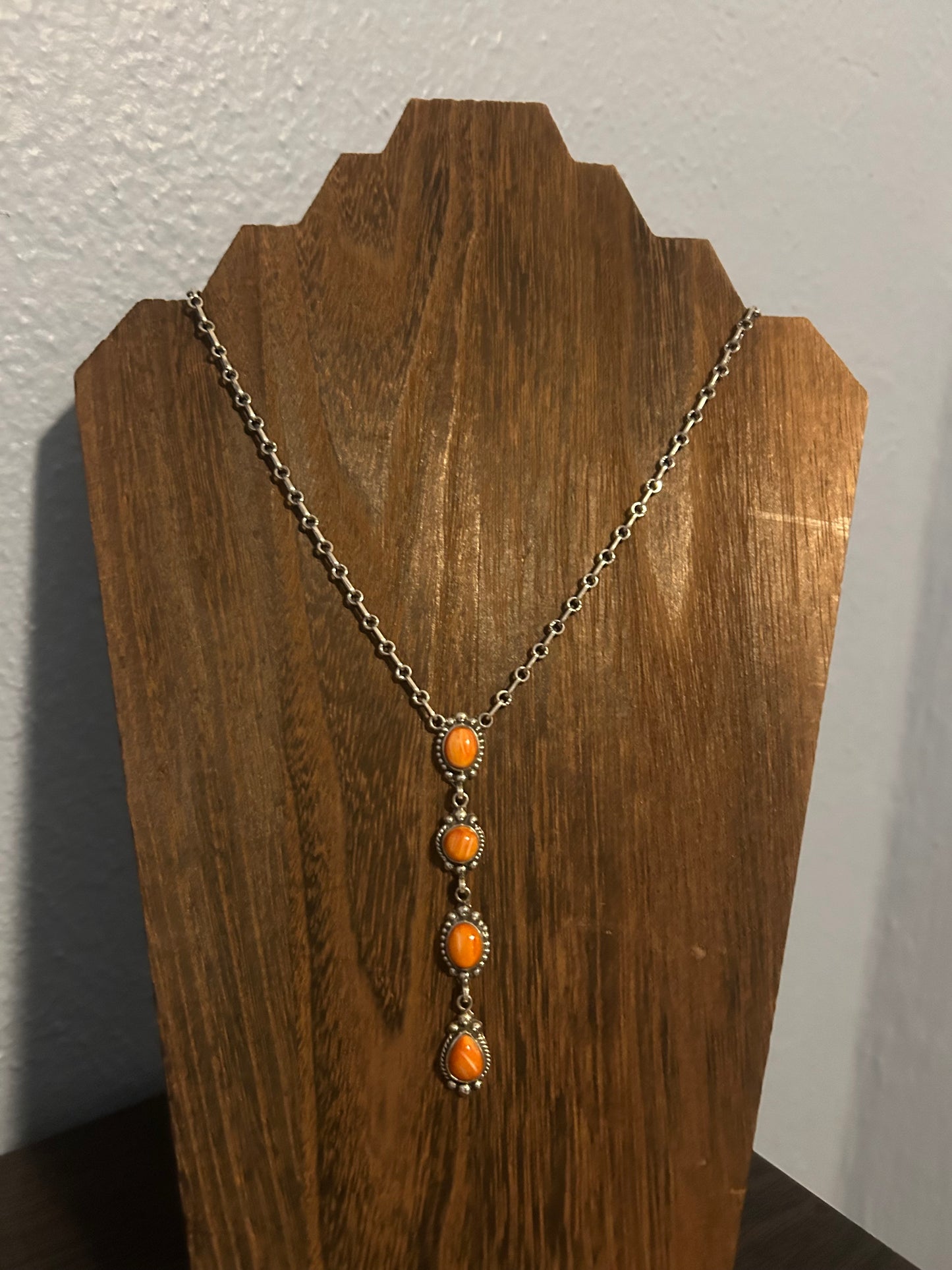 Orange Spiny Drop Necklace