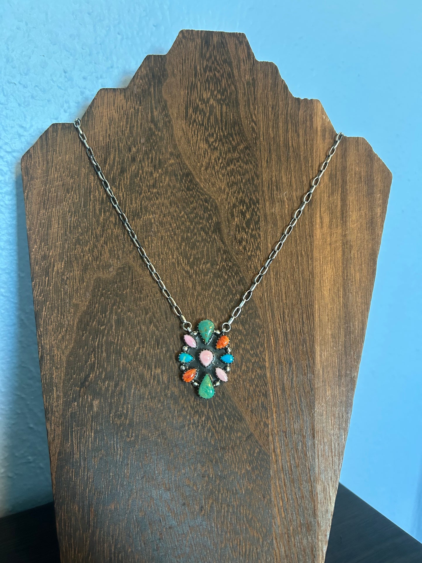 Multi Stone Cluster Necklace