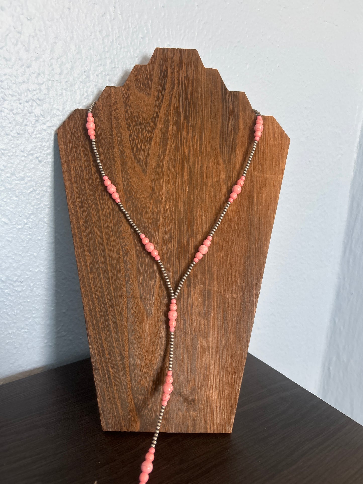 Pink Faux Lariat Necklace
