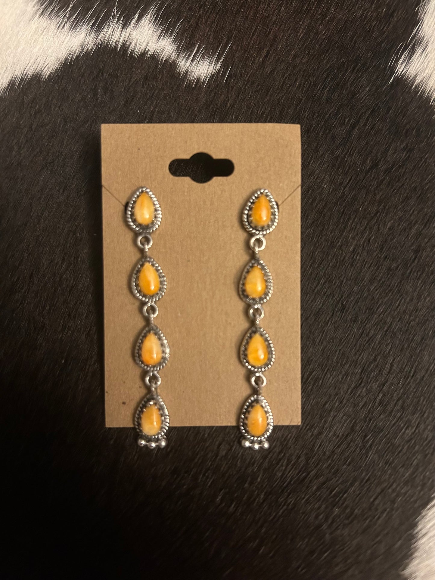 Orange Spiny Dangle Earrings