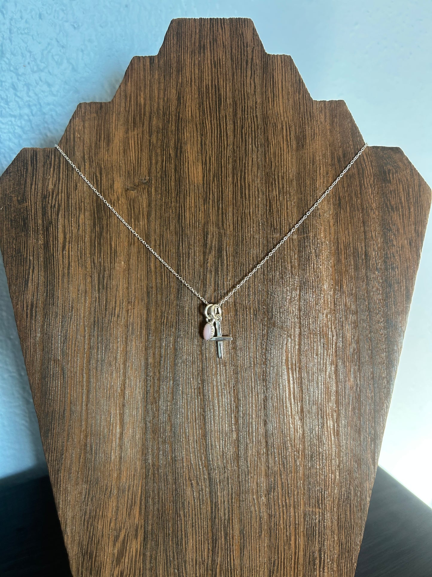 Pink Conch Cross Necklace