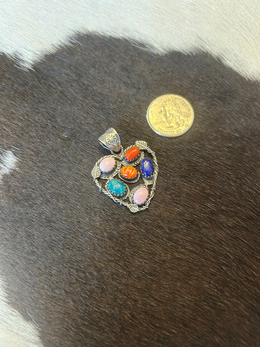 Heart Multi Stone Pendant