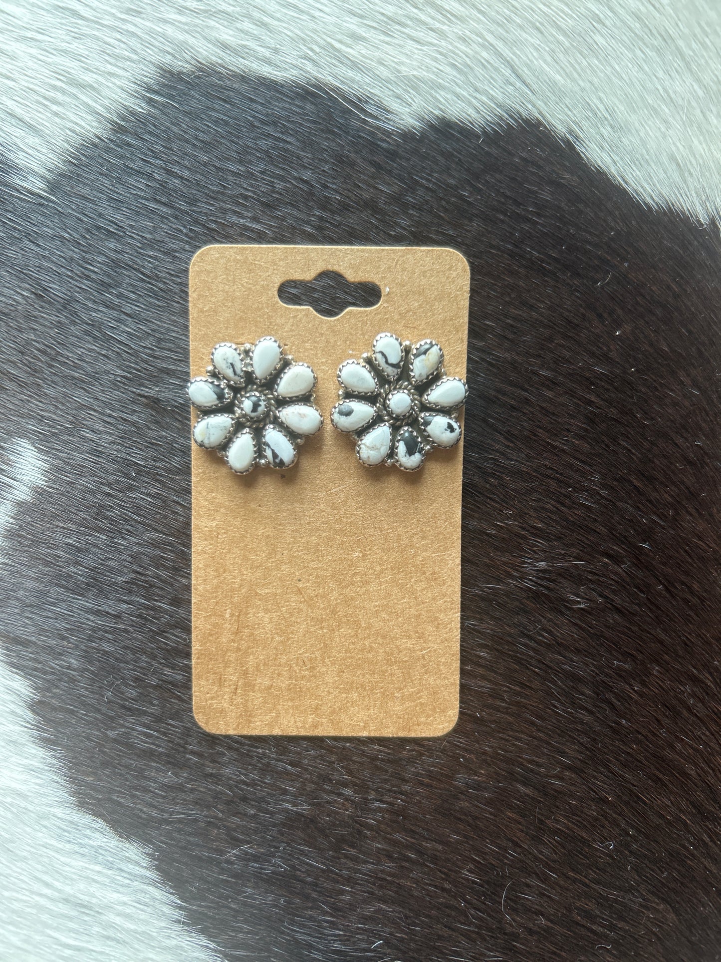 White Buffalo Cluster Earrings
