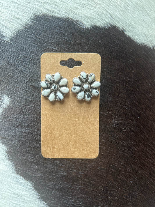 White Buffalo Cluster Earrings
