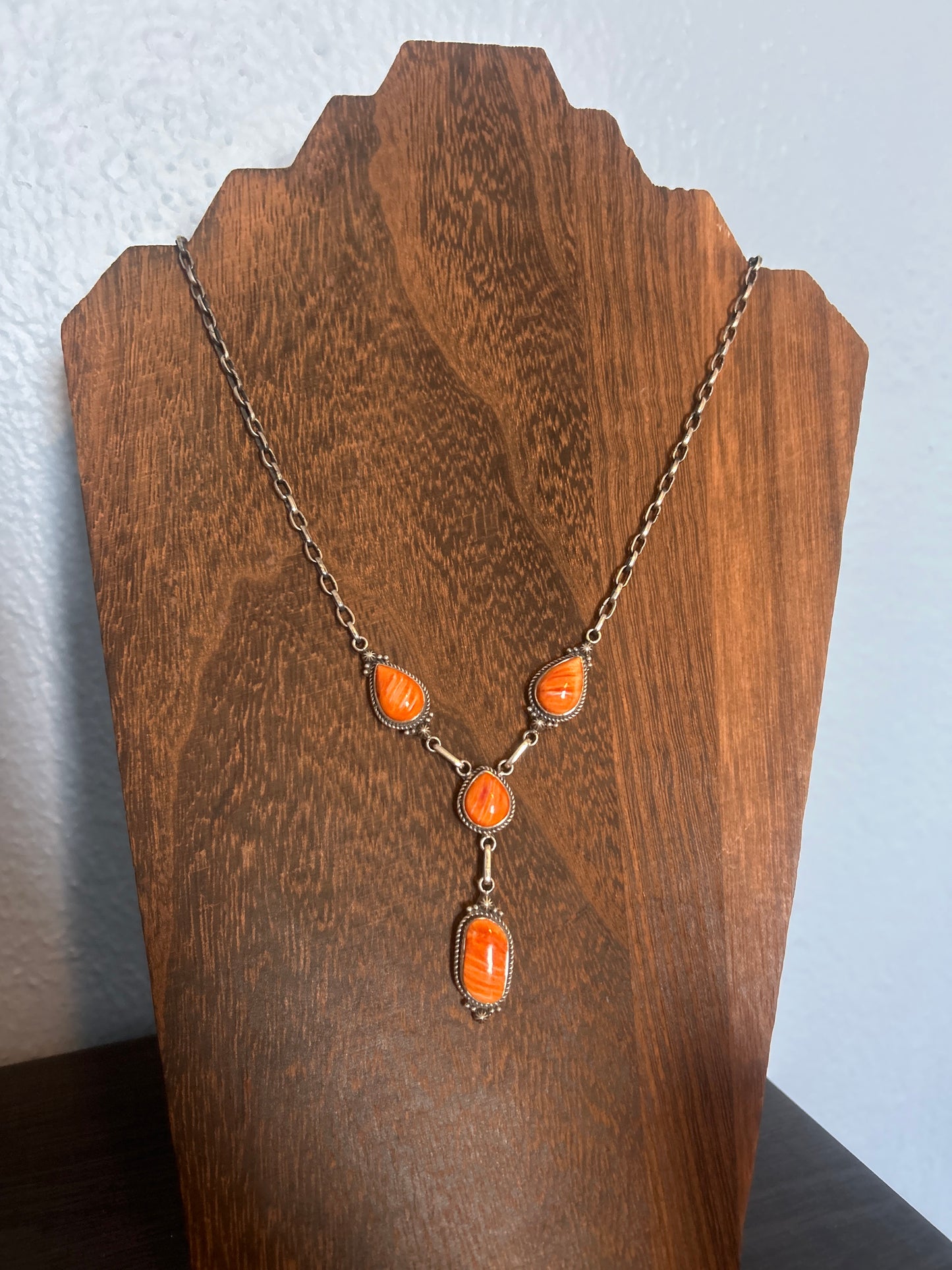 Orange Spiny Lariat Necklace