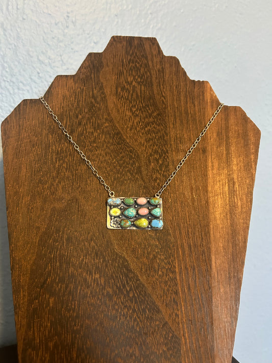 Multi Stone Bar Necklace
