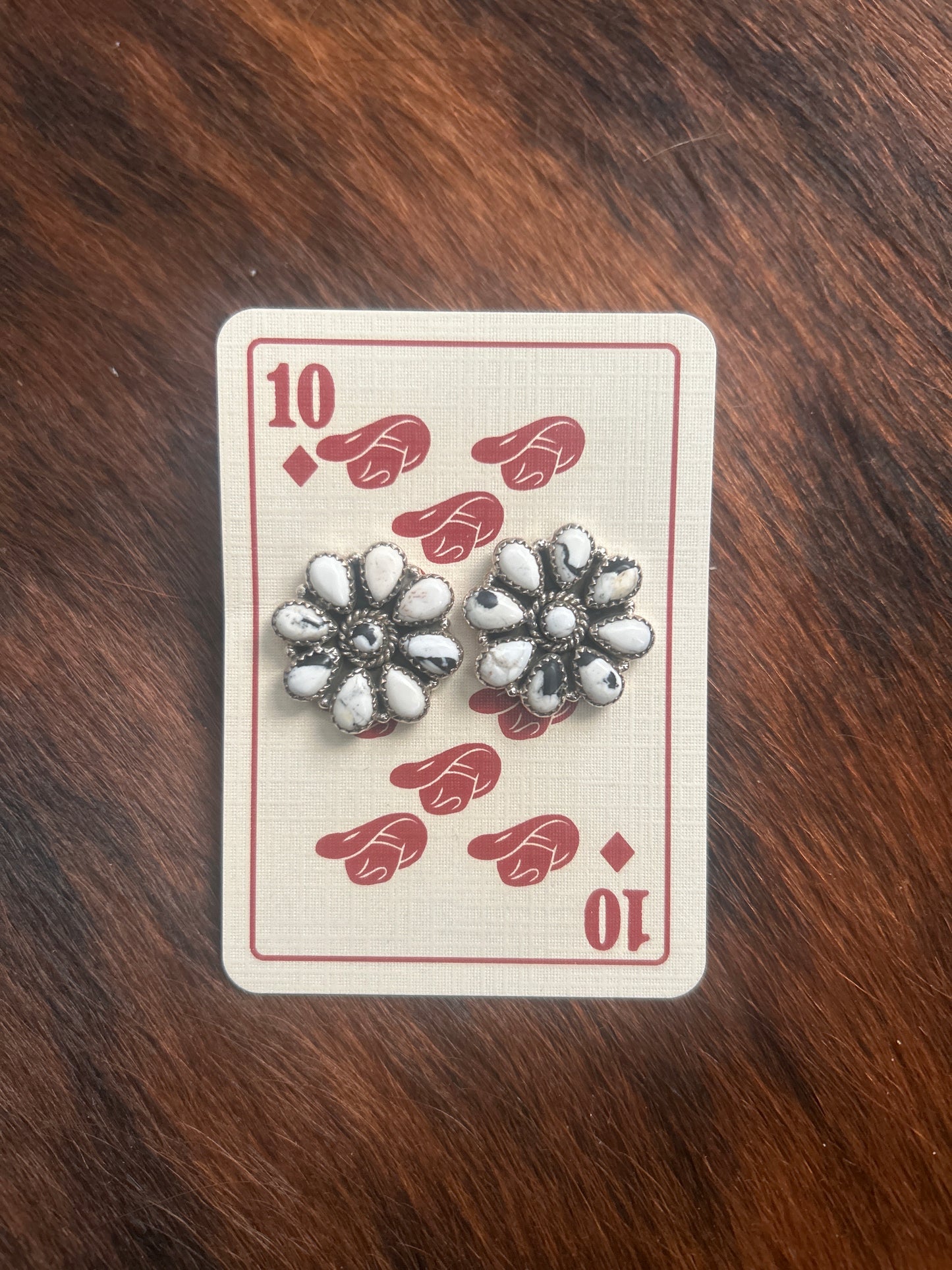 White Buffalo Cluster Earrings