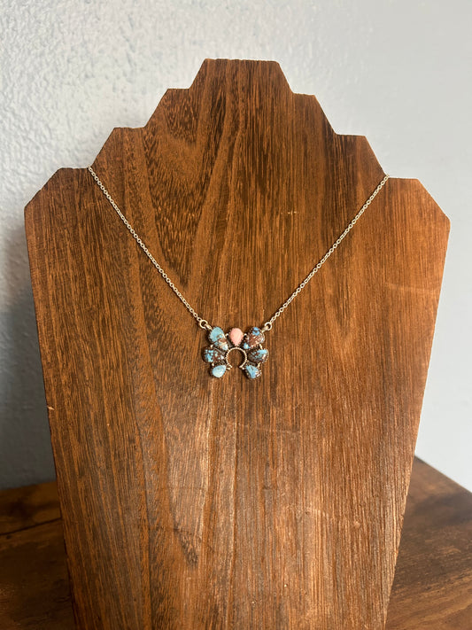 Pink Conch and Golden Hills Necklace