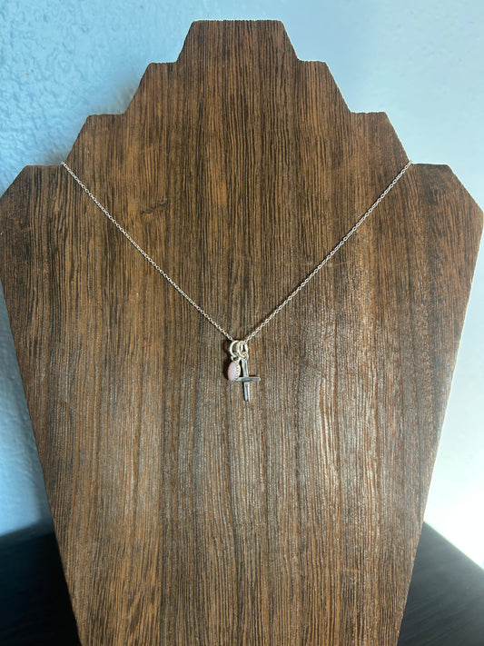 Pink Conch Cross Necklace