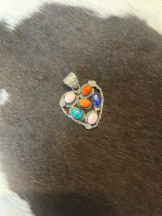 Heart Multi Stone Pendant
