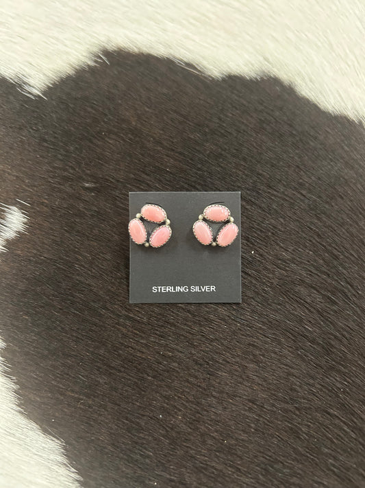 Pink Conch Cluster Earrings